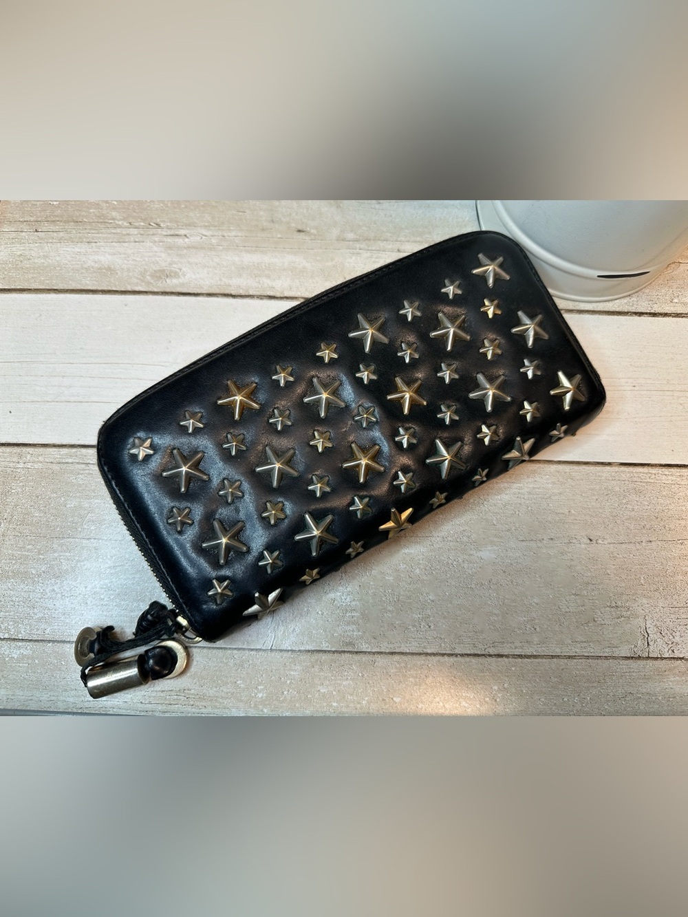 Jimmy Choo Filipa Star Studded Leather Zip-Around Wallet - Picture 3 of 8